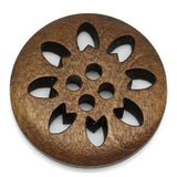 50PCs Wood Buttons Sewing Snowflake Carved 4 Holes Brown 25mm Dia.(1)