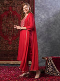 Gosriki Women'S Rayon Blend Embroidered Straight Kurta With Pant & Dupatta (Yuvani Red-Gs_Xl_Red_X-Large),Red,,B0D9YTXYWN