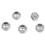 40pcs Peace Beads Large Hole Round Bead (4.5mm Hole) Antique Silver