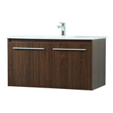 Elegant Decor Penn 36 Aluminum Alloy Mdf Single Bathroom Vanity In Walnut