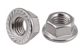 Stainless Steel Serrated Hex Flange Nuts Locknuts 50 Pcs (M4)