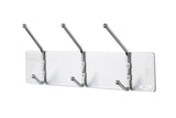 Metal Wall Rack, Three BallTipped DoubleHooks, 18w x 33/4d x 7h, Satin Metal