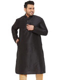 Vastramay Plus Men'S Black Silk Blend Kurta (Vplusmk001Bl_48),Black,4XL