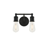 Living District Serif 2-Light Mid-Century Metal Wall Sconce In Black