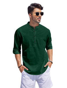 Bellstone Men'S Cotton Blend Solid Regular Fit Kurta (Kurta1500_Single_Dark Green_L