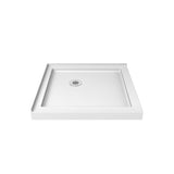 DreamLine SlimLine 36 in. D x 36 in. W x 2 3/4 in. H Corner Drain Double Threshold Shower Base in White, DLT1036360
