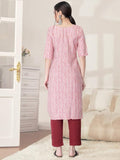 Pinkmint Kurta Set For Women Cotton Printed Straight Kurta With Pant (Pack Of 1) Multicolor26 2Xl