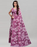 Satrani Womens Pure Georgette Saree (2024S566N_3112S2153N_Mauve Purple | Maroon)