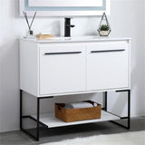 Elegant Decor Gerard 36 Single Porcelain Top Bathroom Vanity In White