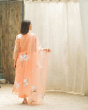 Gosriki Women'S Organza Straight Printed Kurta With Pant & Dupatta (Amoli Peach-Gs_Xxl_Peach_Xx-Large),Peach,0,B0CBPSVR57