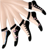 Nicsy WomenS Multi Design Transparent Ankle Length Plain Floral Socks Pack 5 (Floral Socks)