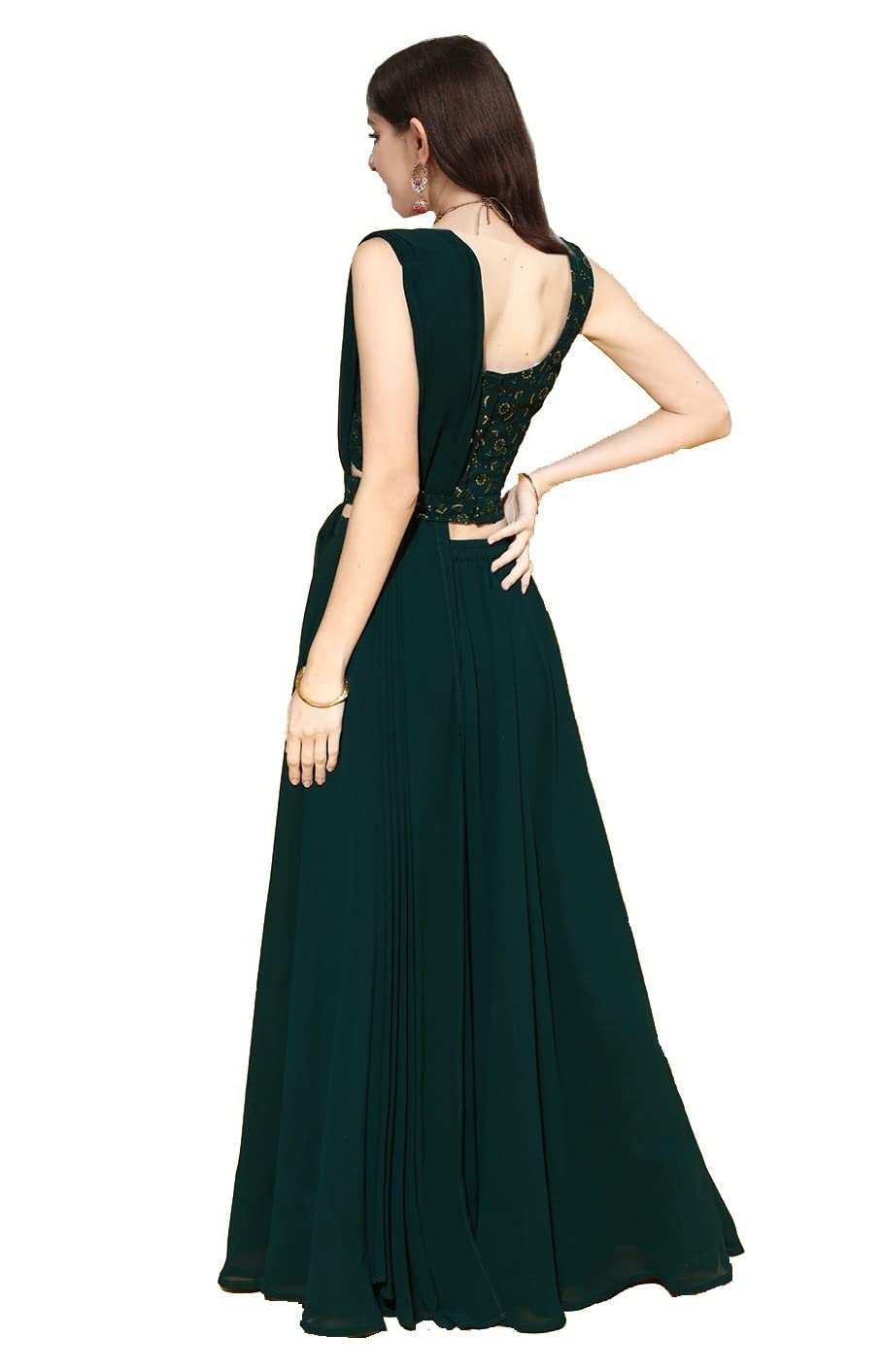Fashion Basket Women'S Georgette Semi-Stitched Lehenga Choli ($P-Fb-Lh-L8215-17_Dark Green_Free Size)