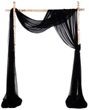 Cytdkve 2 Panels 18Ft Wedding Arch Draping Fabric, Sheer Arch Drapes for Wedding Party Backdrop (Slightly Shimmery, Black & Blac