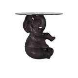 Powell Furniture Ernie Elephant, Dark Brown Accent Table, Portable with temper glass