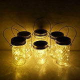 Miaro Solar Mason Jar Lights with Hanger, 6 Pack 10 LED Waterproof Warm White Fairy String Lights(NO Jars) - Perfect for Garden,