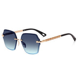 Dervin UV Protected Rimless Oversized Designer Sunglasses for Women, blue, Large