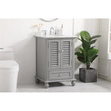 Elegant Decor Rhodes 24 Coastal Solid Wood Single Bathroom Vanity In Gray