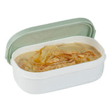 Restaurantware Bento Tek 3.7 x 2.2 x 1.1 Inch Sauce Containers 4 White Dipping Sauce Cups With Lids - With Green Lid Microwavabl