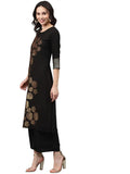 Ziyaa Crepe Women'S Brown Poly Silk Straight Kurta And Palazzo Set (Zikucr3439Andpl- Black_3Xl)