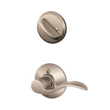 Schlage F59 ACC 619 LH Accent Interior Left-Handed Lever with Deadbolt, Satin Nickel (Interior Half Only)
