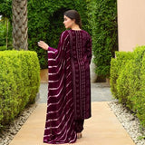 Gosriki Women'S Rayon Viscose Straight Bandhej Printed Kurta With Pant & Dupatta (Baghira Wine-Vks03-Gs_M_Wine_Medium),Wine,,B0F8QDFGBX