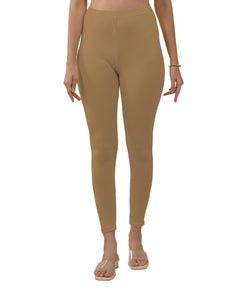 Lyra Women Solid Premium Cotton Ankle Length Leggings | Mid-Waist | Fashionwear