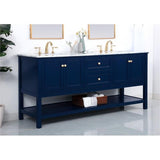 Elegant Decor Metropolis 72 Solid Wood And Metal Single Bathroom Vanity In Blue