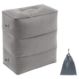 Homefast Inflatable Travel Foot Rest Pillow Grey | Adjustable 3Layers Height Pillow For Foot Rest On Airplanes, Cars, Buses, 