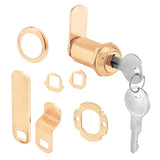 PrimeLine U 9953 Drawer and Cabinet Lock Secure Important Files and Drawers, 13/8 in., Diecast Housing with Brass Finish, Fi