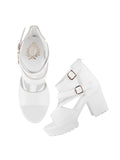 Shoetopia Strappy White Heeled Sandals For Women & Girls /Eu41,White,8,B0DFVGBM4Z