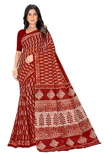 Tamaira Fashion Women's Plain Cotton Saree (2499_RustOrange_Rust Orange)