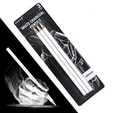 Color Bristles 3PC White Charcoal Pencils Hexagonal Shaped Charcoal Pencil for Highlight, Shading, Sketching on Dark and Tinted