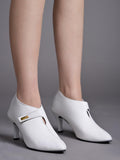 Shoetopia Women'S White Pointed Toe Heeled Bellies Elegant Slip-On Pumps With Strap Detail | Office Shoes Eu38,White,5,B0DRJH7J1V