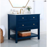 Elegant Decor Metropolis 36 Solid Wood And Metal Single Bathroom Vanity In Blue