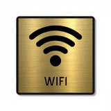 Berrybox Premium Brush Finish Gold Acrylic Free WiFi Sign Easy to Mount Double Side Tape 5.8 Inch Signage SelfAdhesive Business