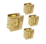 QCAA Solid Brass Sliding Door Pull Door Pocket, Polished Brass, Lockable, 4 Pack, Made in Taiwan