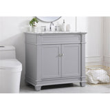 Elegant Decor Wesley 36 Steel And Solid Wood Single Bathroom Vanity Set In Gray
