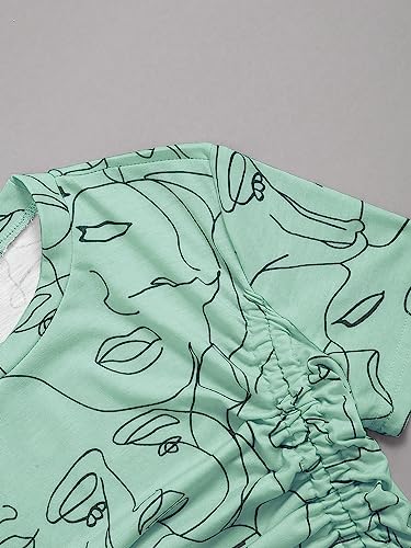 Toplot Printed Crop Top For Women With Short Sleeve (Crop-Top-5100-Green-Xs),Green,,B0CBPPQCVP