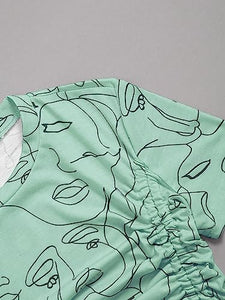 Toplot Printed Crop Top For Women With Short Sleeve (Crop-Top-5100-Green-Xs),Green,,B0CBPPQCVP