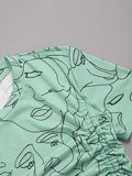 Toplot Printed Crop Top For Women With Short Sleeve (Crop-Top-5100-Green-Xs),Green,,B0CBPPQCVP