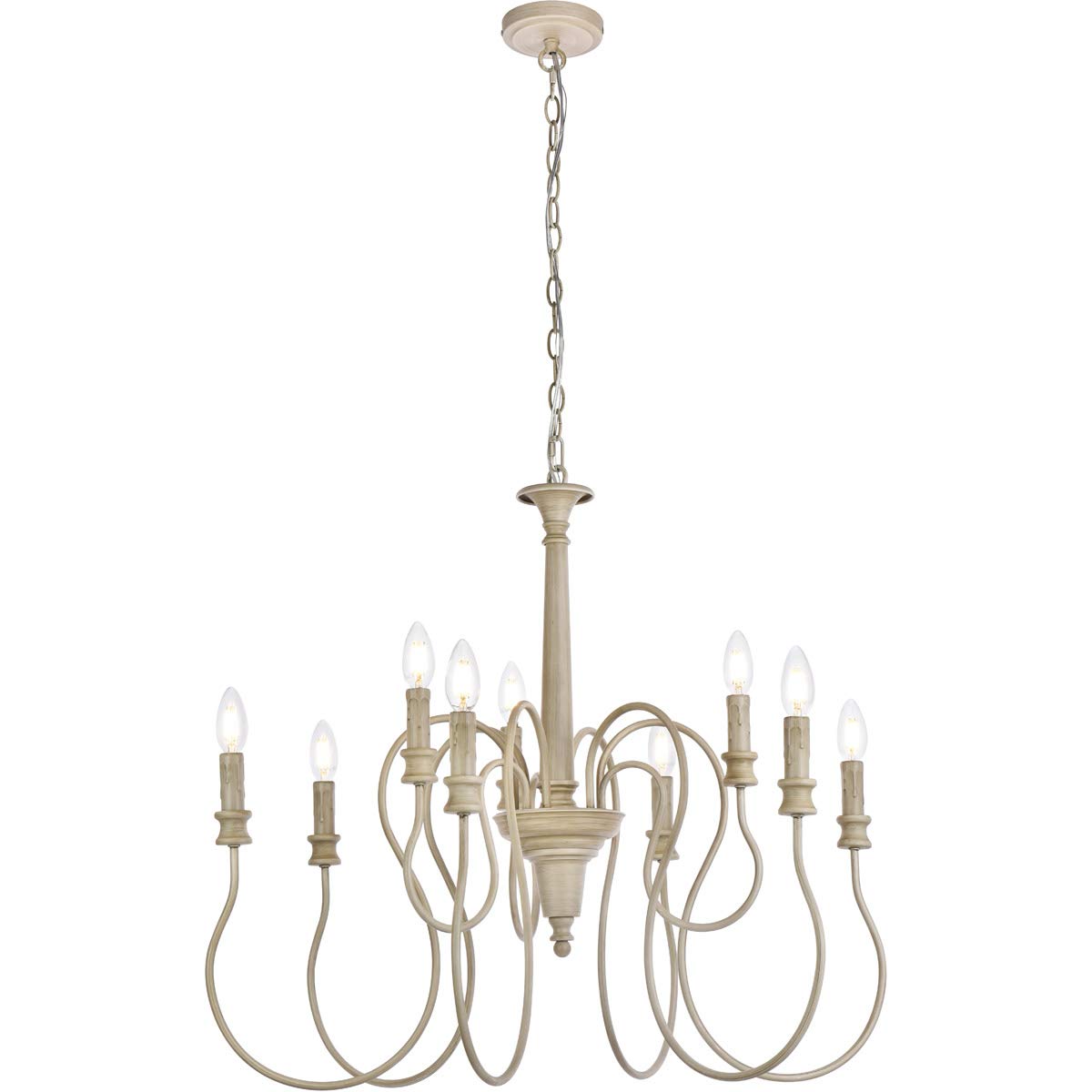 Living District Flynx 9-Light Mid-Century Metal Pendant In Weathered Dove
