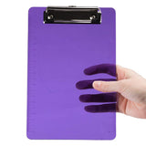 JAM PAPER Small Plastic Memo Clipboards with Low Profile Metal Clip - Mini (6 x 9) - Purple - 12 Clip Boards/Pack