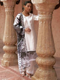 Libas Womens Solid Silk Blend Straight Kurta With Trousers And Dupatta White L