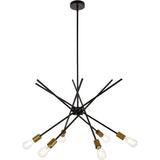 Living District Indoor Modern Home Decorative Bright Ceiling Armin 6 Lights Pendant In Black With Brass