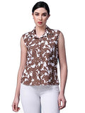 Oomph! Summer Shirts For Women Floral Printed Brown,Cedar BrownApparel,S