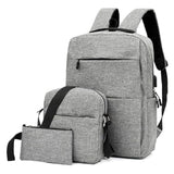 P Seven Laptop Backpack Combo Set With Sling Bag And Pouch, Grey Fabric MultiCompartment Backpack (3Pcs)