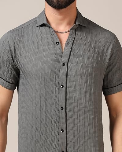 Toplot Men'S Regular Fit Casual Shirt (Chatai-Shirt-5174-Grey-M),Grey,,B0CYH4LPMP