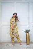 Anni Designer Women'S Rayon Viscose Straight Printed Kurta With Palazzo (Elevate Yellow_Xxl_Yellow_Xx-Large),Yellow,2XL,,,