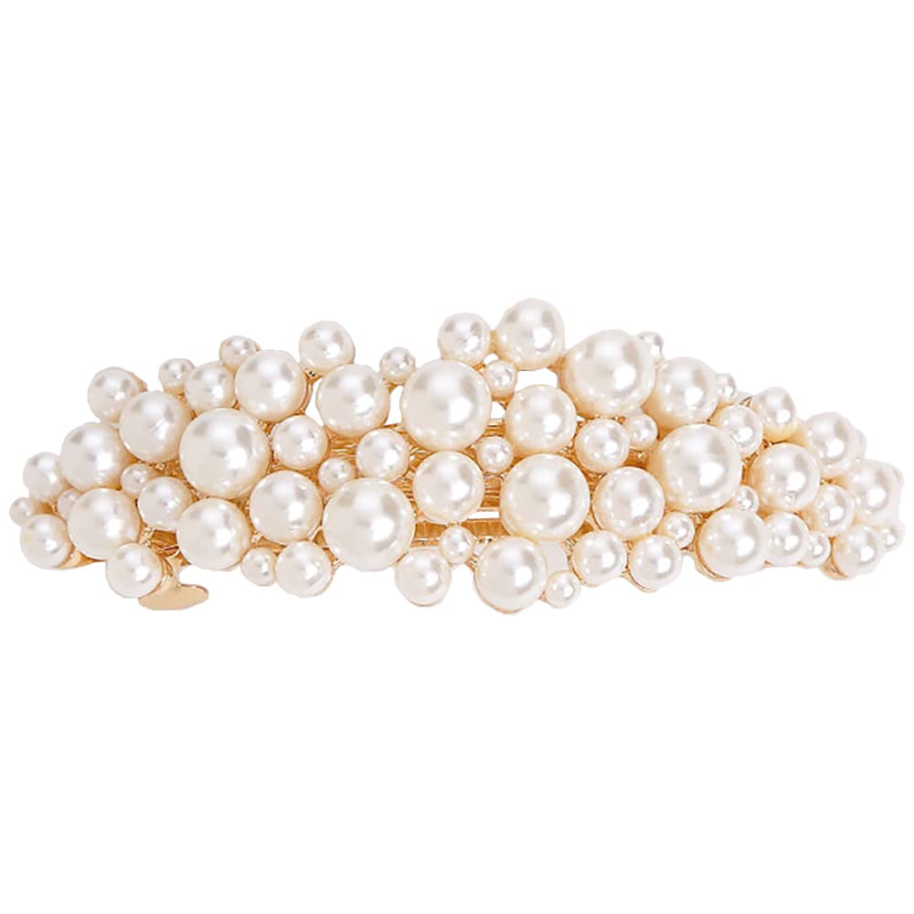 Yusier Large Pearl Hair Accessories Metal Vintage Hair Barrettes French Double Clasp Barrettes Decorative Hair Clasps Accessorie