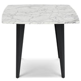 Bianco Contemporary Decorative Soro Italian Carrara White Marble Side Table with Metal Legs - 24, Square